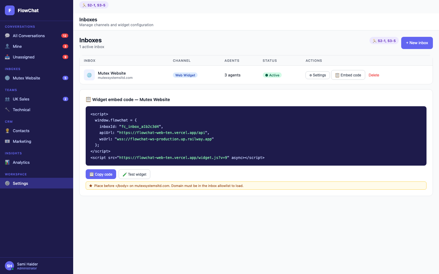 Inboxes list — Every connected inbox in one management view.