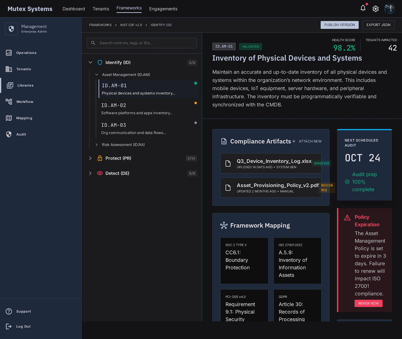 Control browser — Framework control browser — technical density for people who live in the tree, without dashboard noise.