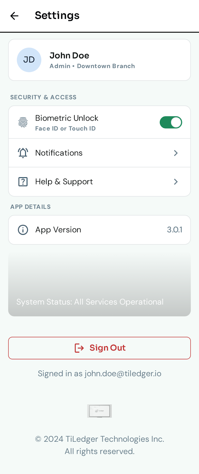 Settings — App-level configuration for owners and managers.