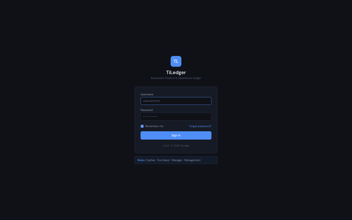 Login — Shared JWT sign-in across ERP, POS, and mobile.